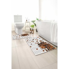 Monnhein 2 Li Banyo Paspası, Yumuşak Banyo Halısı, Kaymaz Tabanlı, Yıkanabilir - 60X100 - 50 X60
