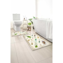 Monnhein 2 Li Banyo Paspası, Yumuşak Banyo Halısı, Kaymaz Tabanlı, Yıkanabilir - 60X100 - 50 X60