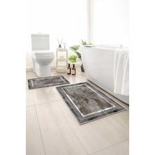 Monnhein 2 Li Banyo Paspası, Yumuşak Banyo Halısı, Kaymaz Tabanlı, Yıkanabilir - 60X100 - 50 X60