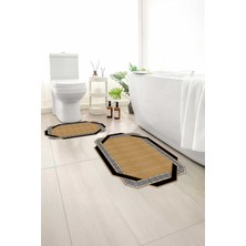Monnhein 2 Li Banyo Paspası, Yumuşak Banyo Halısı, Kaymaz Tabanlı, Yıkanabilir - 60X100 - 50 X60