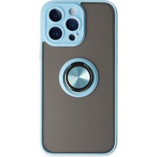 Verto Newface iPhone 14 Pro Kılıf Montreal Yüzüklü Silikon Kapak - Buz Mavi