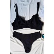 RUYAZ Siyah Pamuklu Sütyen Külot Takım