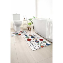 Monnhein 2 Li Banyo Paspası, Yumuşak Banyo Halısı, Kaymaz Tabanlı, Yıkanabilir - 60X100 - 50 X60