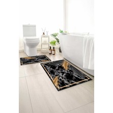 Monnhein 2 Li Banyo Paspası, Yumuşak Banyo Halısı, Kaymaz Tabanlı, Yıkanabilir - 60X100 - 50 X60