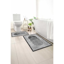 Monnhein 2 Li Banyo Paspası, Yumuşak Banyo Halısı, Kaymaz Tabanlı, Yıkanabilir - 60X100 - 50 X60