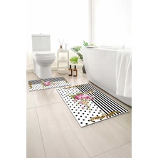 Monnhein 2 Li Banyo Paspası, Yumuşak Banyo Halısı, Kaymaz Tabanlı, Yıkanabilir - 60X100 - 50 X60