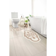 Monnhein 2 Li Banyo Paspası, Yumuşak Banyo Halısı, Kaymaz Tabanlı, Yıkanabilir - 60X100 - 50 X60