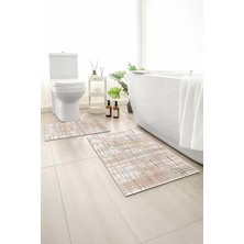 Monnhein 2 Li Banyo Paspası, Yumuşak Banyo Halısı, Kaymaz Tabanlı, Yıkanabilir - 60X100 - 50 X60