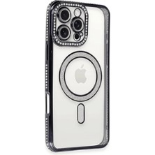 Verto Newface iPhone 16 Pro Kılıf Joke Simli Magneticsafe Kılıf - Siyah