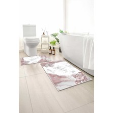Monnhein 2 Li Banyo Paspası, Yumuşak Banyo Halısı, Kaymaz Tabanlı, Yıkanabilir - 60X100 - 50 X60
