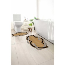 Monnhein 2 Li Banyo Paspası, Yumuşak Banyo Halısı, Kaymaz Tabanlı, Yıkanabilir - 60X100 - 50 X60