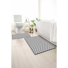 Monnhein 2 Li Banyo Paspası, Yumuşak Banyo Halısı, Kaymaz Tabanlı, Yıkanabilir - 60X100 - 50 X60