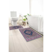 Monnhein 2 Li Banyo Paspası, Yumuşak Banyo Halısı, Kaymaz Tabanlı, Yıkanabilir - 60X100 - 50 X60