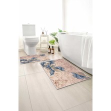 Monnhein 2 Li Banyo Paspası, Yumuşak Banyo Halısı, Kaymaz Tabanlı, Yıkanabilir - 60X100 - 50 X60