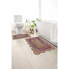 Monnhein 2 Li Banyo Paspası, Yumuşak Banyo Halısı, Kaymaz Tabanlı, Yıkanabilir - 60X100 - 50 X60