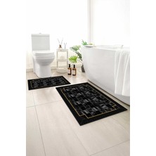 Monnhein 2 Li Banyo Paspası, Yumuşak Banyo Halısı, Kaymaz Tabanlı, Yıkanabilir - 60X100 - 50 X60