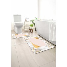 Monnhein 2 Li Banyo Paspası, Yumuşak Banyo Halısı, Kaymaz Tabanlı, Yıkanabilir - 60X100 - 50 X60