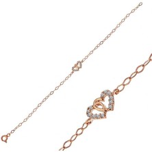 cleovibe Gümüş Rose Birleşmiş Kalpler Kadın Bileklik