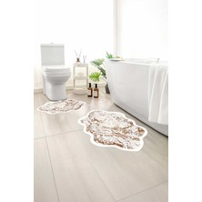 Monnhein 2 Li Banyo Paspası, Yumuşak Banyo Halısı, Kaymaz Tabanlı, Yıkanabilir - 60X100 - 50 X60