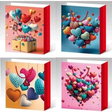 Eldenör Büyük Boy Kalp Desenli Karton Çanta