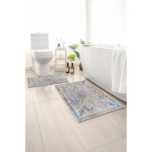 Monnhein 2 Li Banyo Paspası, Yumuşak Banyo Halısı, Kaymaz Tabanlı, Yıkanabilir - 60X100 - 50 X60