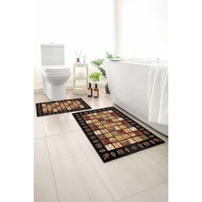 Monnhein 2 Li Banyo Paspası, Yumuşak Banyo Halısı, Kaymaz Tabanlı, Yıkanabilir - 60X100 - 50 X60