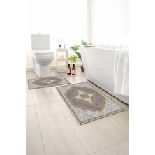 Monnhein 2 Li Banyo Paspası, Yumuşak Banyo Halısı, Kaymaz Tabanlı, Yıkanabilir - 60X100 - 50 X60