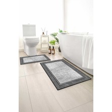 Monnhein 2 Li Banyo Paspası, Yumuşak Banyo Halısı, Kaymaz Tabanlı, Yıkanabilir - 60X100 - 50 X60