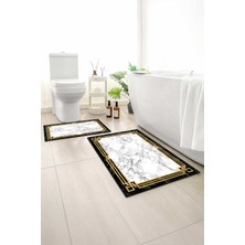 Monnhein 2 Li Banyo Paspası, Yumuşak Banyo Halısı, Kaymaz Tabanlı, Yıkanabilir - 60X100 - 50 X60
