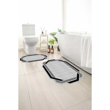 Monnhein 2 Li Banyo Paspası, Yumuşak Banyo Halısı, Kaymaz Tabanlı, Yıkanabilir - 60X100 - 50 X60