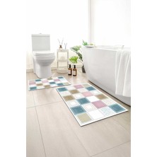 Monnhein 2 Li Banyo Paspası, Yumuşak Banyo Halısı, Kaymaz Tabanlı, Yıkanabilir - 60X100 - 50 X60