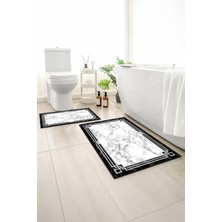 Monnhein 2 Li Banyo Paspası, Yumuşak Banyo Halısı, Kaymaz Tabanlı, Yıkanabilir - 60X100 - 50 X60