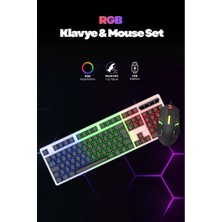 Belle Fusion Kablolu Işıklı Gaming Standart Türkçe Q Klavye ve Mouse Seti