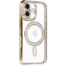 Verto Newface iPhone 16 Kılıf Joke Simli Magneticsafe Kılıf - Gold