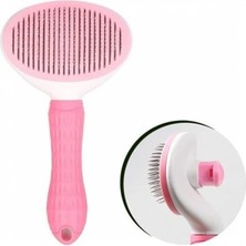 MiraLive Kedi Köpek Tüy Toplayıcı Kendini Temizleyebilen Ergonomik Saplı Evcil Hayvan Tarağı Pembe