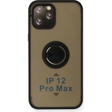 Verto Newface iPhone 12 Pro Max Kılıf Montreal Yüzüklü Silikon Kapak - Siyah