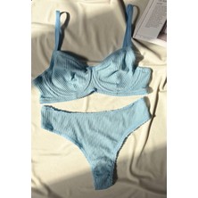 RUYAZ Pamuklu Mavi Penyesütyen Külot Takım