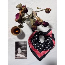 Trend Dokunuş Kadınlar Gününe Özel Siyah-Kırmızı Puantiyeli Fular