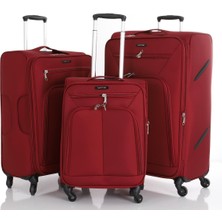 Mçs Unısex Extra Hafif Lüx  Kapağı Körüklü Suya Dayanıklı 360 Derece Döner 4 Teker Kumaş 3'lü Valiz Set