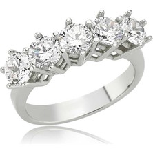 Gumush Gümüş 5 Taş Bayan Yüzük