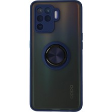 Verto Newface Oppo Reno 5 Lite Kılıf Montreal Yüzüklü Silikon Kapak - Lacivert