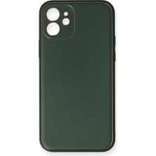 Verto Newface iPhone 12 Mini Kılıf Coco Deri Silikon Kapak - Yeşil