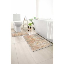 Monnhein 2 Li Banyo Paspası, Yumuşak Banyo Halısı, Kaymaz Tabanlı, Yıkanabilir - 60X100 - 50 X60