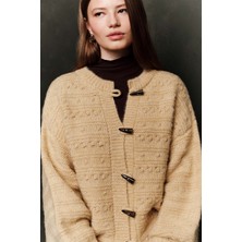 Manuka Geniş Düğmeli Triko Hırka Safran