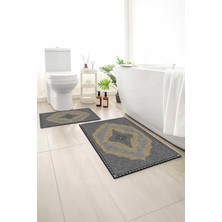 Monnhein 2 Li Banyo Paspası, Yumuşak Banyo Halısı, Kaymaz Tabanlı, Yıkanabilir - 60X100 - 50 X60