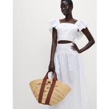 Marks & Spencer Keten Karışımlı Regular Fit Crop Top