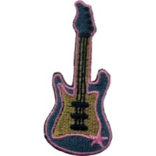 MiraLive Aplike Ütü Ile Yapışan Gitar Pembe Arma 5x3 cm