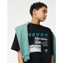 Marks & Spencer Saf Pamuklu Grafik Baskılı Tişört (6-16 Yaş)