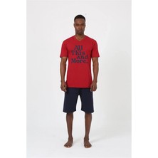 MiraLive Miray- Erkek Kısa Kol Bordo Penye Şortlu Pijama Takımı