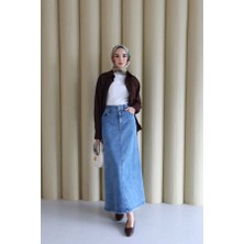 Neways 2254-DENIM Klasik Etek Koyu Mavi